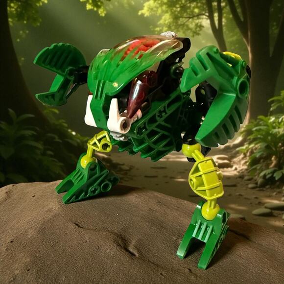 Vintage LEGO BIONICLE Lehvak Green Red 8564 Set with Canister Complete Set - Picture 1 of 13